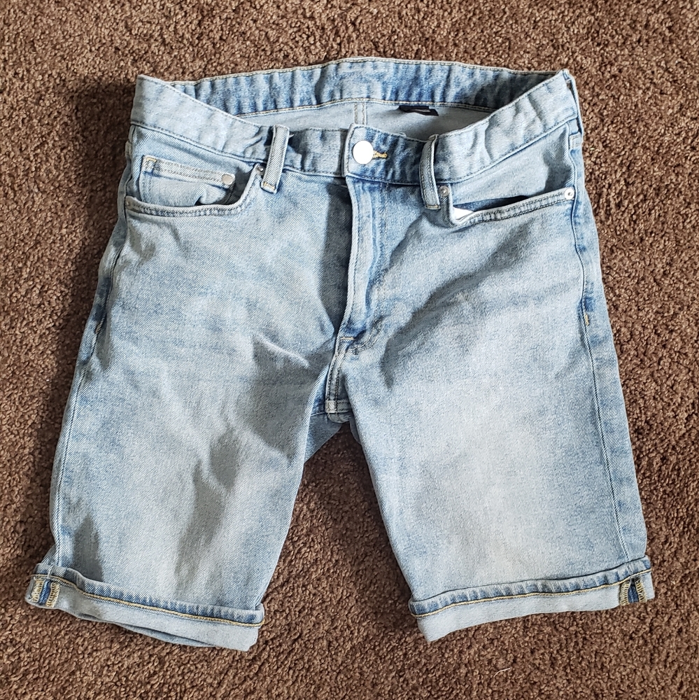 Mens light blue denim shorts